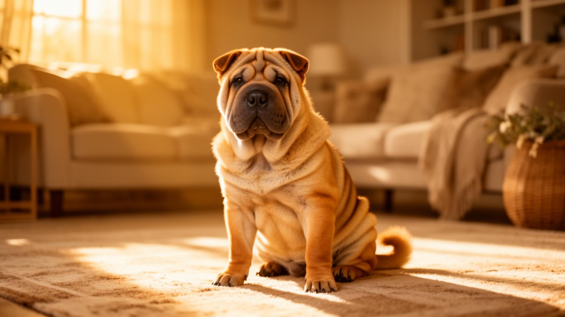 Shar Pei Hund schaut vertrauensvoll in die Kamera
